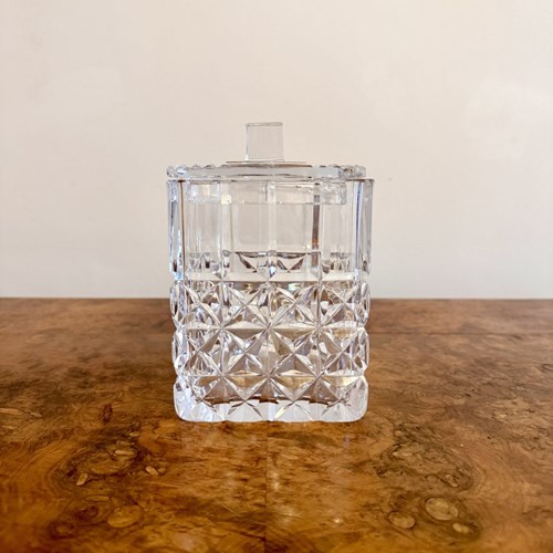 Quality Antique Edwardian Cut Glass Biscuit Jar 