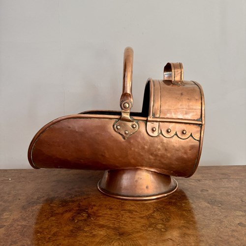 Quality Antique Victorian Copper Coal Scuttle