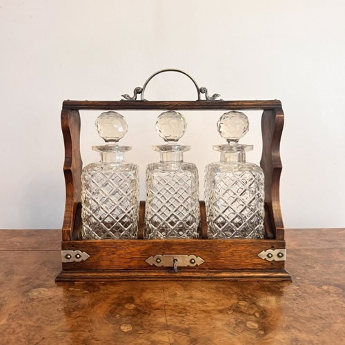 Quality Antique Victorian Oak Tantalus