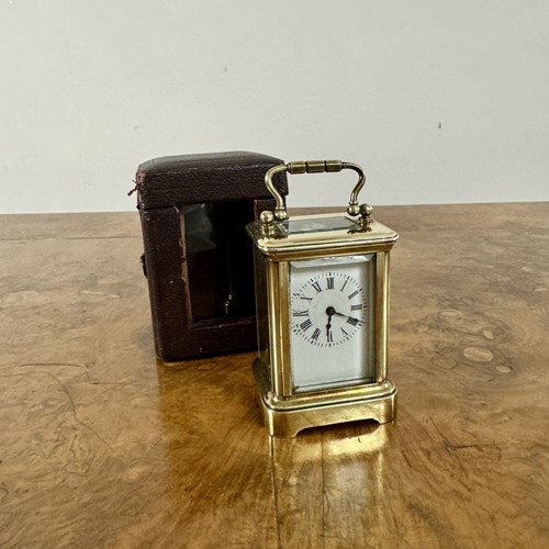 Elegant Quality Antique Victorian Miniature Brass Carriage Clock