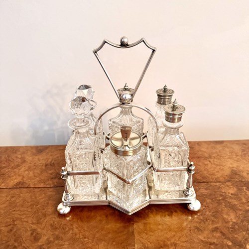 Lovely Quality Antique Edwardian Silver Plated Cruet Set 