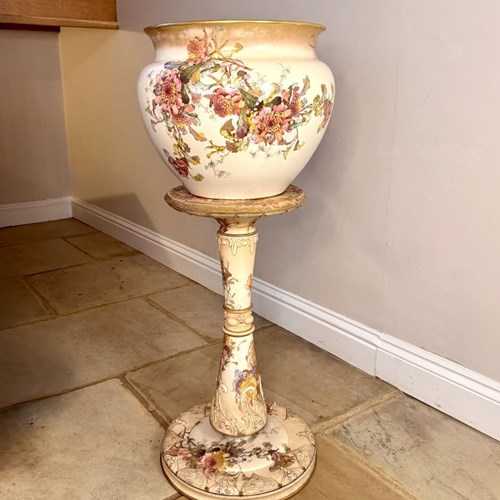 Magnificent Quality Antique Royal Doulton Jardiniere And Pedestal 