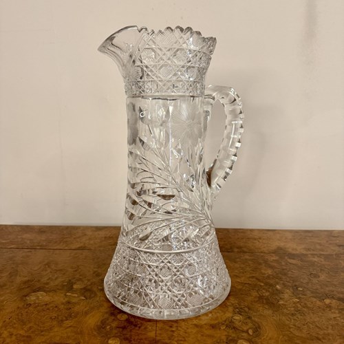 Fantastic Quality Large Antique Edwardian Cut Glass Jug 