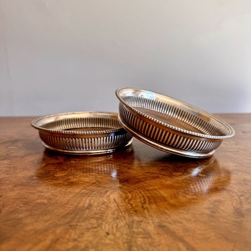 Quality Pair Of Antique Victorian Wine Coasters 