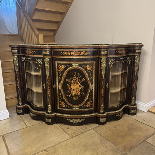 Fantastic Quality Antique Victorian Serpentine Fronted Marquetry Credenza 