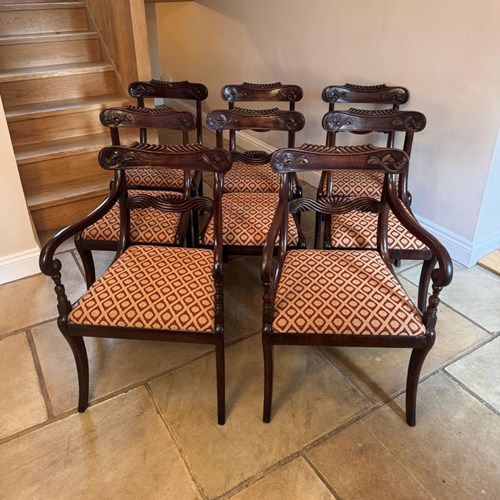 Fantastic Quality Set Of Eight Antique Regency Mahogany Dining Chairs 