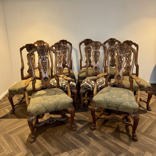 Fantastic Quality Set Of Ten Antique Victorian Walnut Dining Chairs 