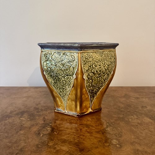 Quality Antique Doulton Lambeth Hexagonal Jardiniere By Ethel Beard 