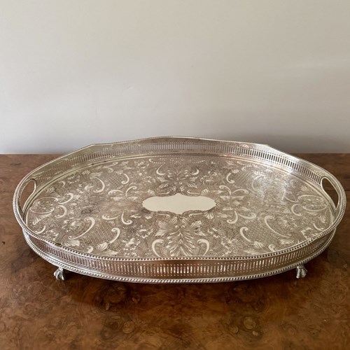 Lovely Antique Edwardian Quality Silver Plated Engraved Tray
