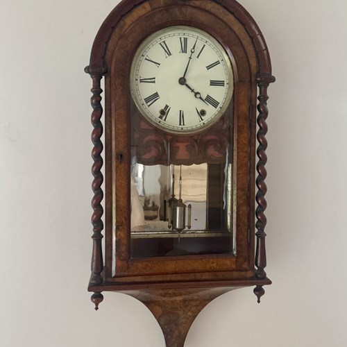 Fine Quality Antique Victorian Burr Walnut Wall Clock 