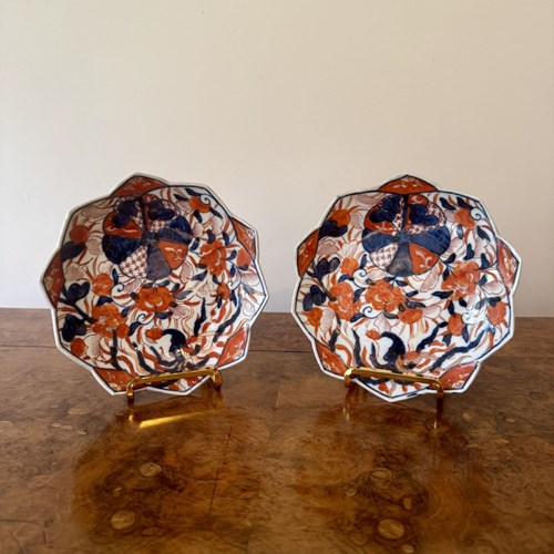 Unusual Quality Pair Of Antique Japanese Imari Plates 