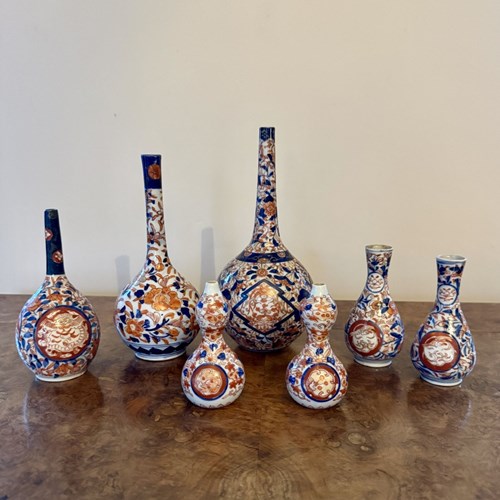 Fantastic Quality Collection Of Seven Antique Japanese Imari Vases 