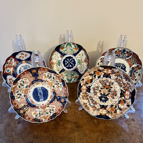 Fantastic Quality Collection Of Five Antique Japnese Imari Plates 