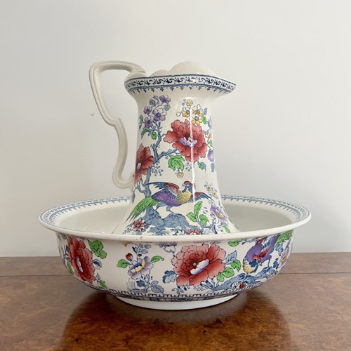 Lovely Antique Edwardian Jug And Bowl Set 