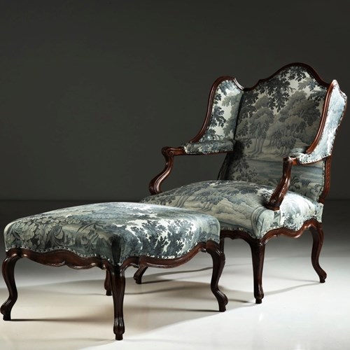 Bergère Armchair & Stool, C.1880