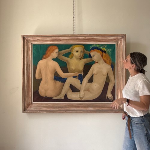 Three Nudes, 1944 | Monumental European Modernist Oil Painting