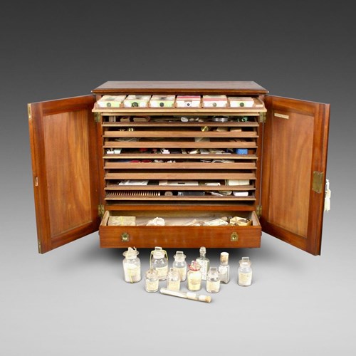 A Victorian Mahogany Microscope Slide Cabinet