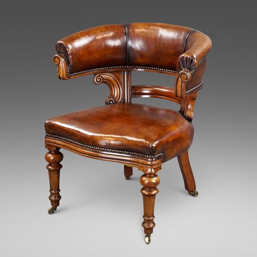 A Victoria Walnut & Leather Desk Chair