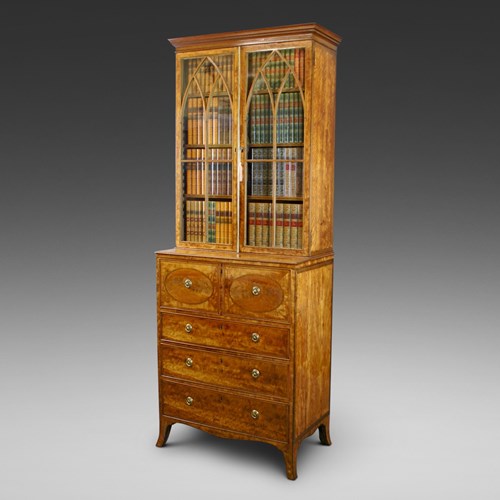 An Exceptional Sheraton Period Secretaire Bookcase