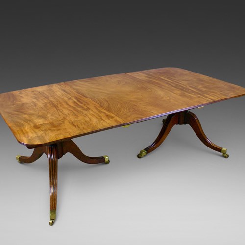 George III Mahogany Twin Pillar Dining Table