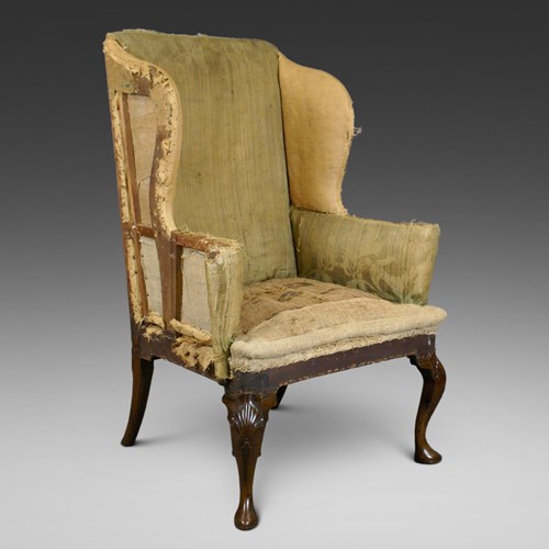 A 19Th Century Walnut Wing Chair