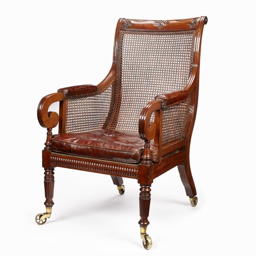 A Fine Regency Mahogany Bergere Chair