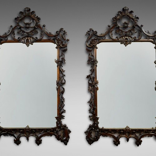 A Superb Pair Of Large Rococo Style Wall Mirrors