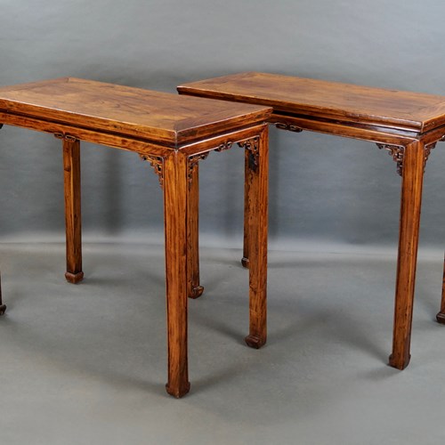 A Pair Of 19Thc Chinese Elm Side Tables