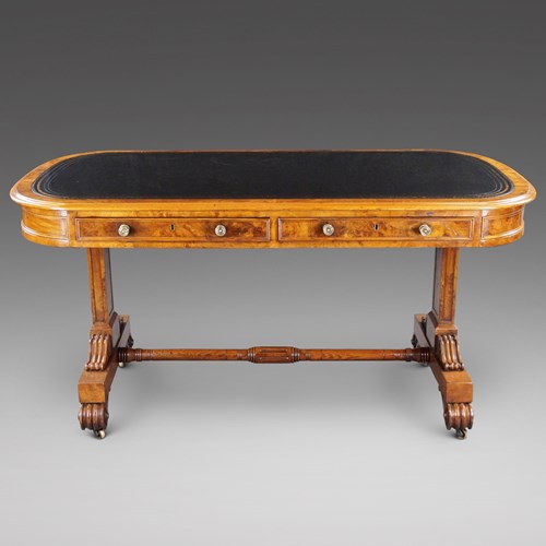 A Burl Oak Library Writing Table