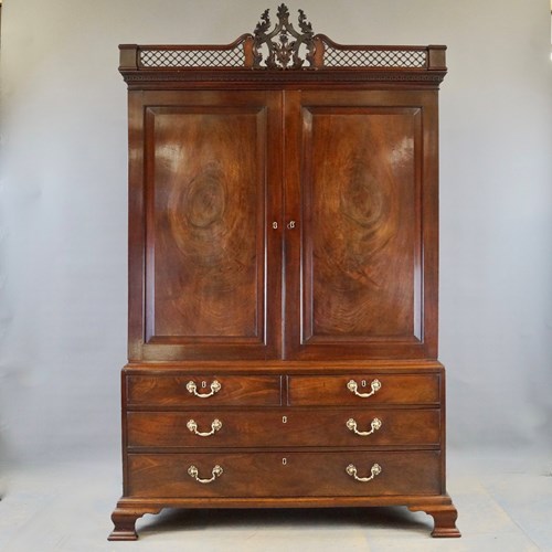An Exceptional Chippendale Period Mahogany Clothes Press