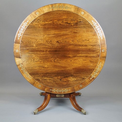 A Regency Rosewood & Brass Inlaid Centre Table