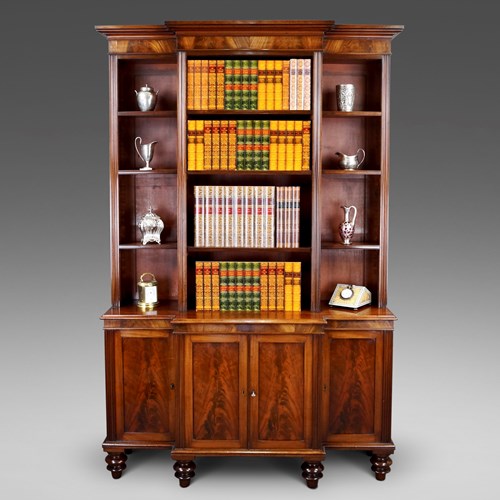 A Very Unusual & Dimunitive Mahogany Breakfront Bookcase