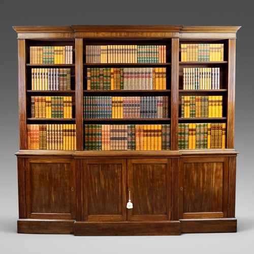 A Late George III Mahogany Breakfront Bookcase