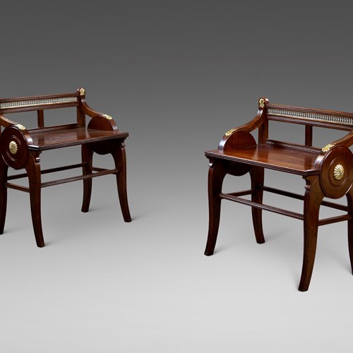 An Excellent Pair Of Mahogany Jas Shoolbred Benches