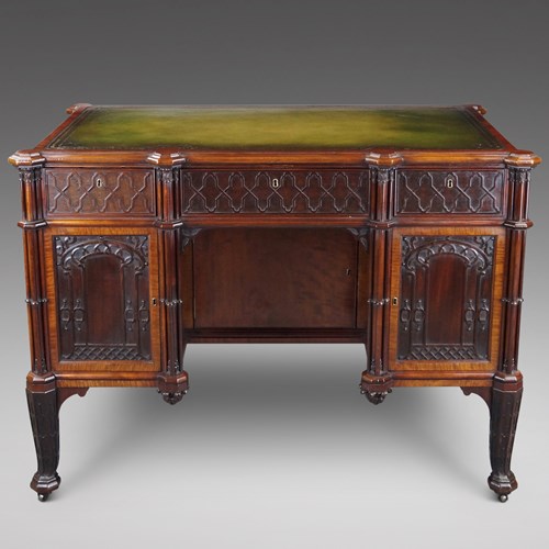 A Superb Chippendale Design Mahogany Gothic Revival Desk
