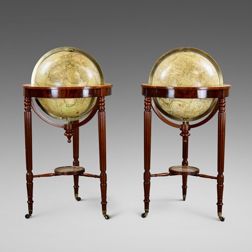 A Pair Of 15" Library Globes By G & J Cary