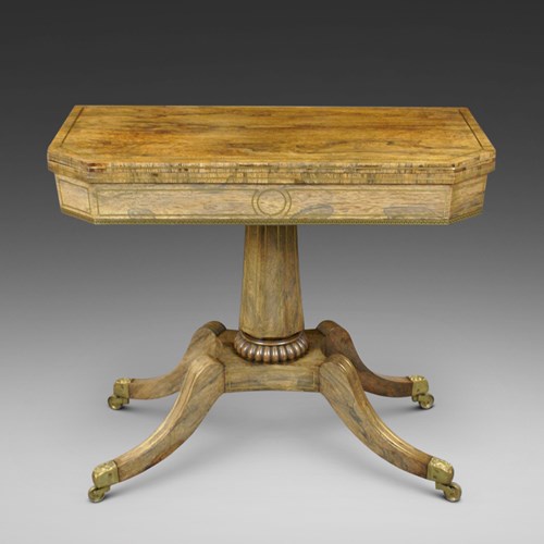 A Fine Regency Rosewood & Brass Inlaid Card Table