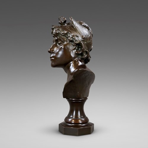 A Bronze Bust Of Mercury By Jacques Marin