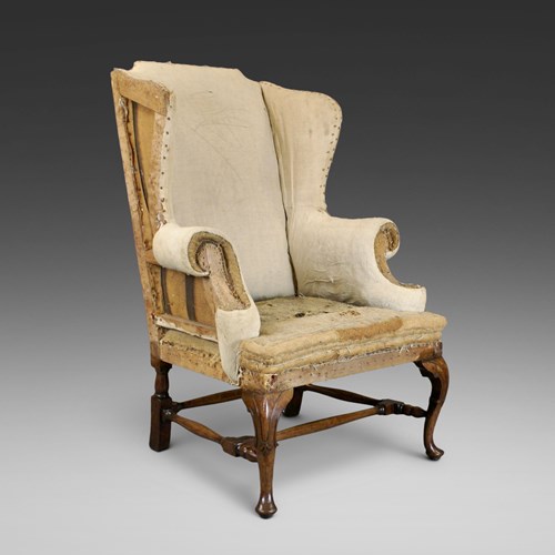 A Quality 19Thc Walnut Wing Chair