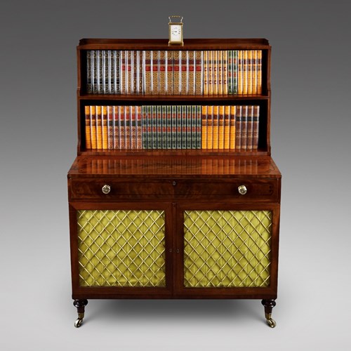A Fine Regency Mahogany Waterfall Bookcase