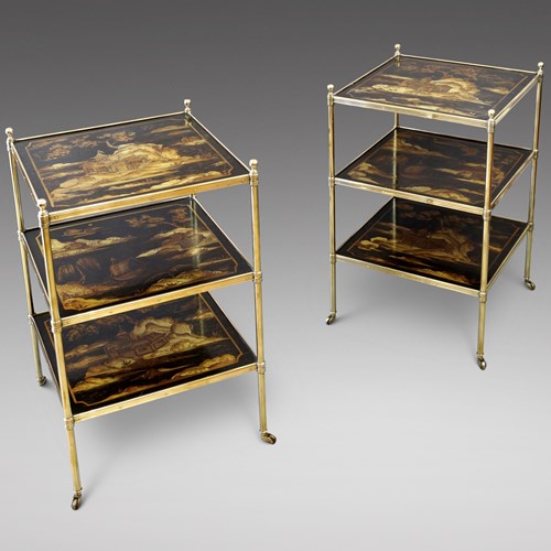 Fine Pair Brass Etageres/Side Table 