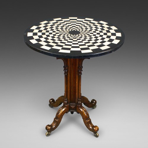 A Striking Walnut & Marble Center Table