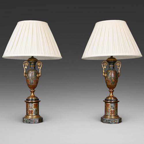 A Very Rare Pair Of French Toleware Lamps