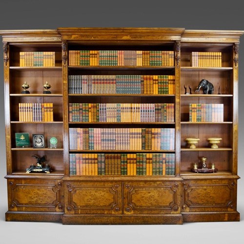 A Superb Burl Oak Library Bookcase