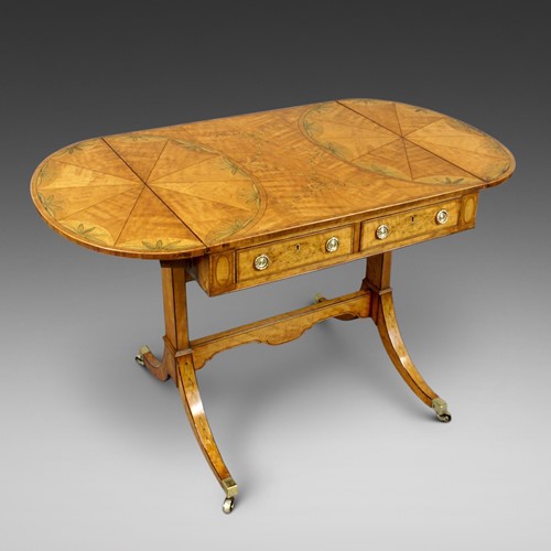 An exceptional satinwood & marquetry sofa table