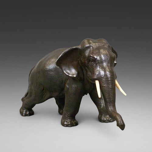 A Japanese Meiji Period Bronze Elephant