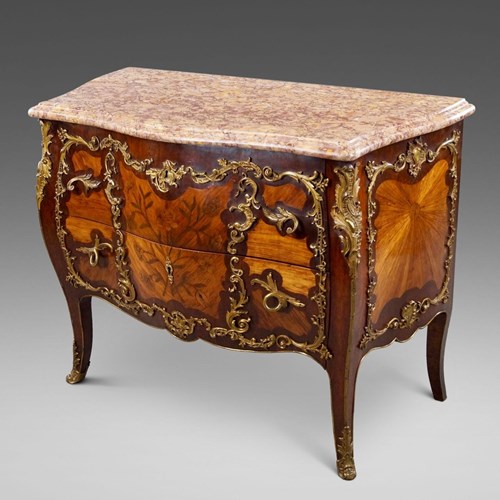 A Fine Louis XV Style Marquetry & Ormolu Commode