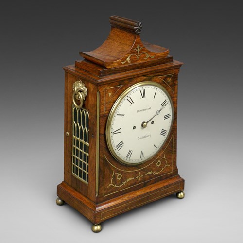 A Regency Rosewood & Brass Inlaid Bracket Clock