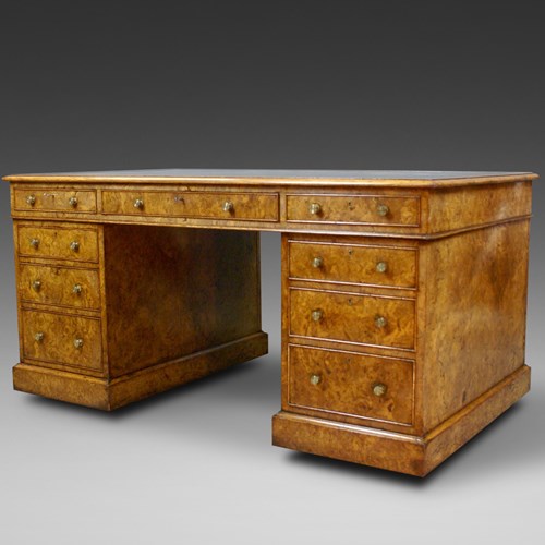 A Fine Burr Oak Partners Desk In The Manner Of Holland & Sons