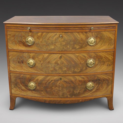 George III mahogany & satinwood bow-fronted chest